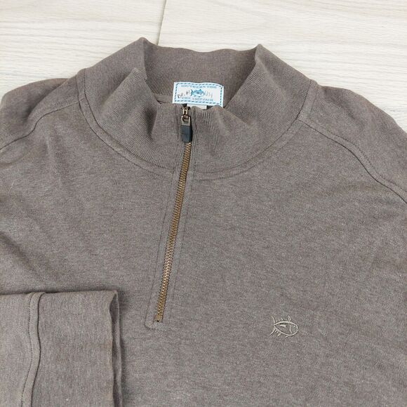 Southern Tide 1/4 Zip Pullover Sweater Mens XL Brown The Skipjack Pullover Knit - Picture 3 of 6